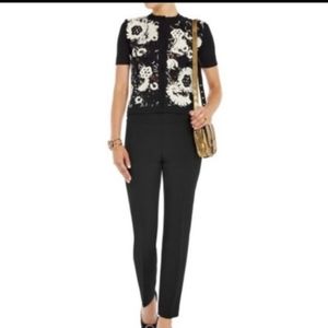Tory Burch Emily Black Wool Blend Straight Pants